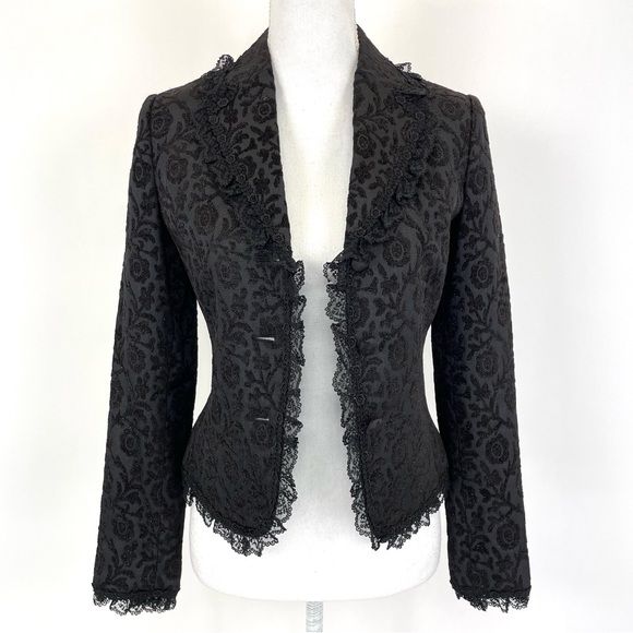 Cocoon Italy Lace Embellished Jacket Black Size 6 - Picture 2 of 14